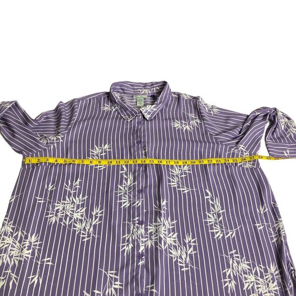 Catherines Top Womens Petite 2X Purple Floral Striped Semi Sheer Beach Button Up - Picture 12 of 15